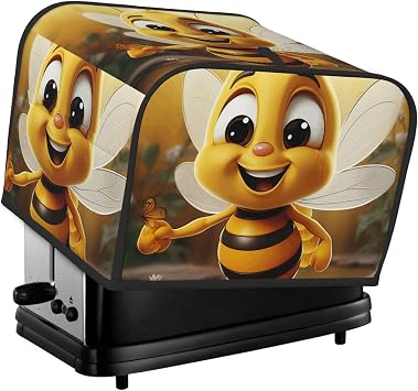 4 Slice Toaster Cover with Pocket Universal Size Toasters Dusts Covers Honey bee Bread Machine Cover & Protection Bread Machine Protector Small Kitchen Appliance Covers