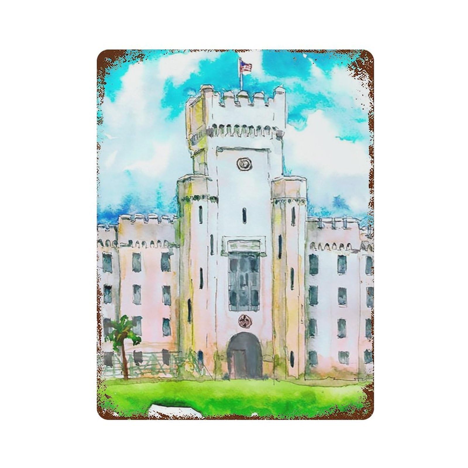 xiaoxiaoshen Cityscape South Carolina College Wall Decor Art Metal Tin Poster Modern Home Decor Art Home Bar Shop Decorations Vintage Sign 40x30cm