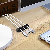Vista 6 de SOULWIT Clips de soporte para cables, paquete de 3 clips organizadores de cables de silicona autoadhesivos para escritorio, cable de carga USB