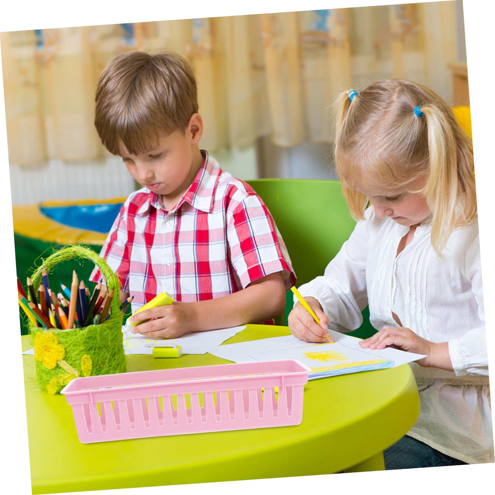 12pezzi Cesto Portaoggetti in Plastica Vassoio Portapenne per Scrivania Contenitore per Matite e Cancelleria Organizzatore per Ufficio e Casa per Aula e Uso Quotidiano