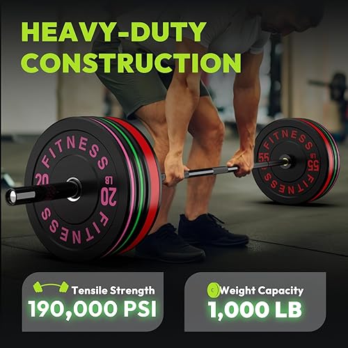 Miniatura 3 de Barra olímpica, barra de peso de 2 pulgadas para prensa de banco, barra olímpica de 7 pies/6.5 pies, alta capacidad de 1000 libras/1500 libras,