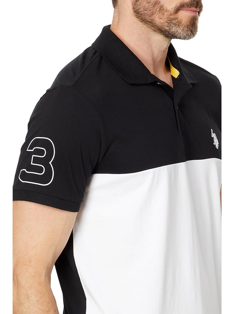 U.S. POLO ASSN. Short Sleeve Slim Fit Colorblock Athletic Jersey Knit Polo Shirt