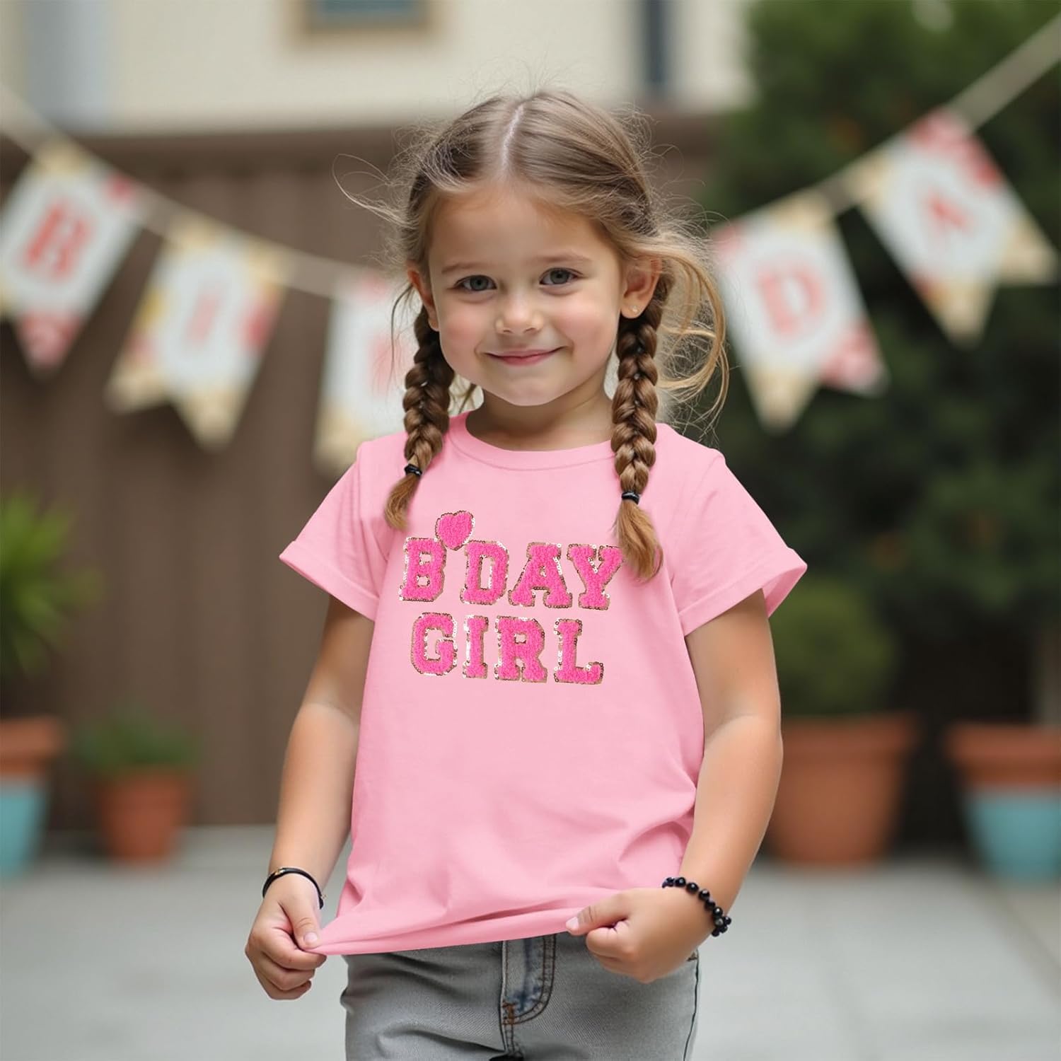 Toddler Baby Girl Birthday Shirt 2nd 3rd 4th 5th 6th Bday Party Tshirt Outfit Sequin Glitter Patch Embroidered Tops - Image 4