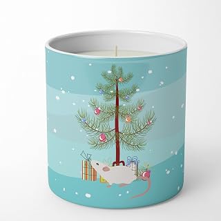 Caroline's Treasures CK4466CDL White Domestic Mouse Merry Christmas 10 oz Decorative Soy Candle Nature Soy Wax Essential Oil Home Decor Ideal for Bedroom Kitchen Bath Office Gift, 10 oz