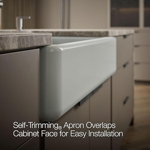 Vista 166 de Kohler Fregadero de la granja Kohler Whitehaven, Frente al delantal altos, K-6489-0, Blanco