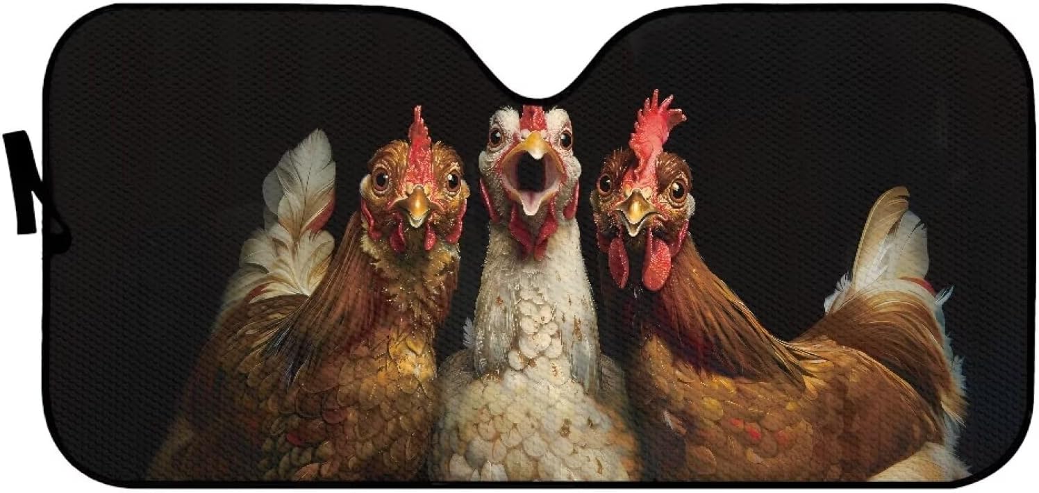 Funny Chicken Print Car Shield Sun Protector Front Windshield Shield for Sun Automotive Car Front Window Sun Screen