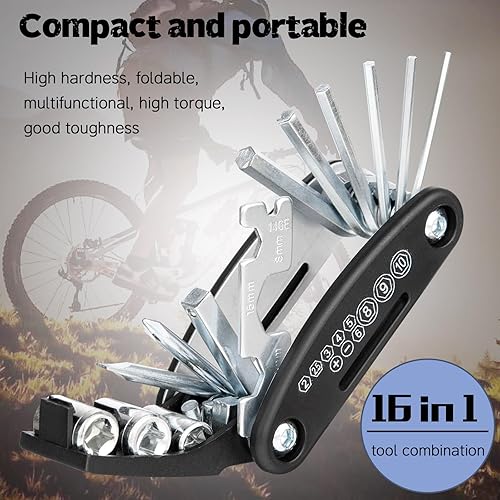 Miniatura 4 de Kit completo de reparación de bicicleta con bolsa impermeable y bomba de neumáticos estable Herramienta esencial para bicicleta, kit de parches