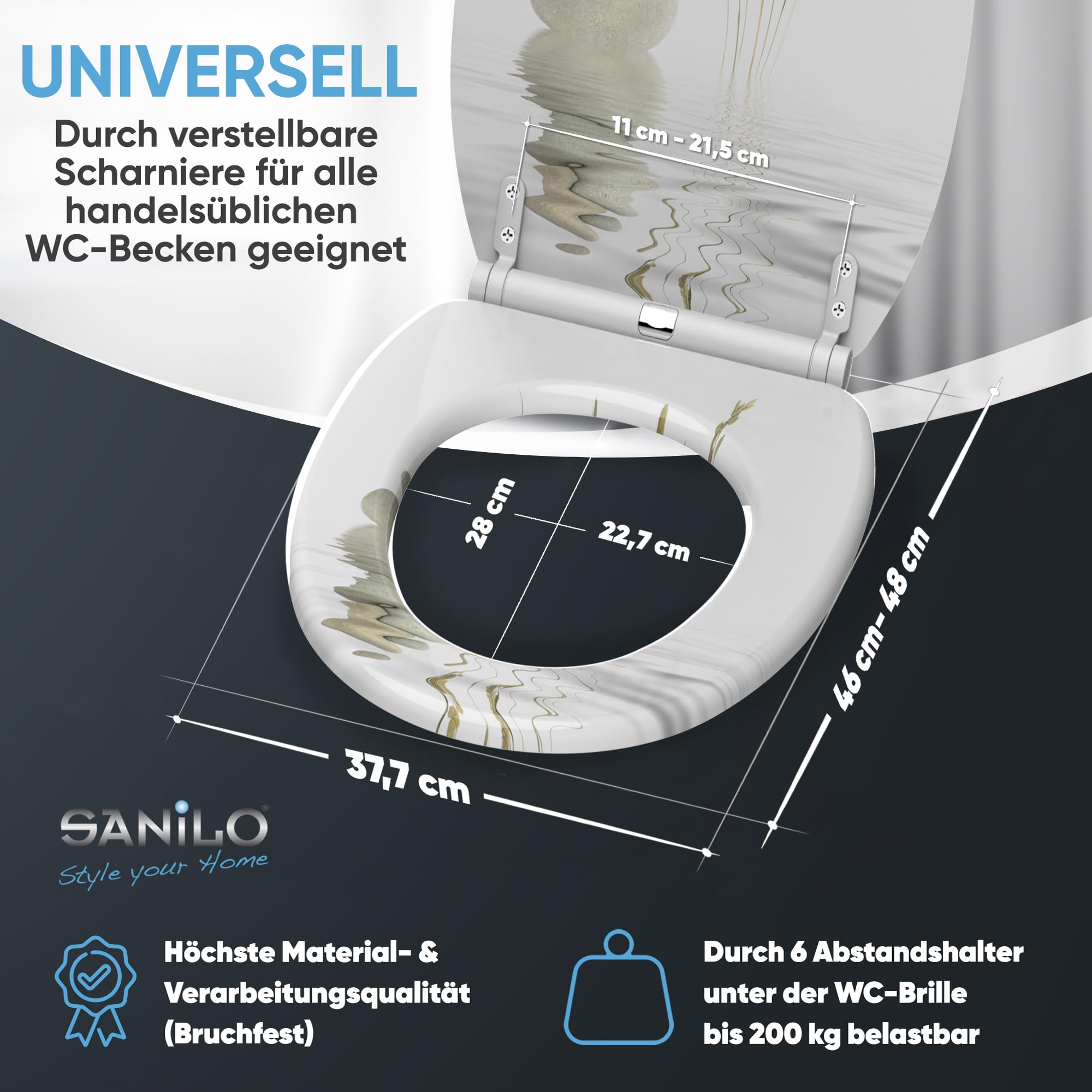 Sanilo WC Sitz mit Absenkautomatik & Quick-Release aus Holz, Balance