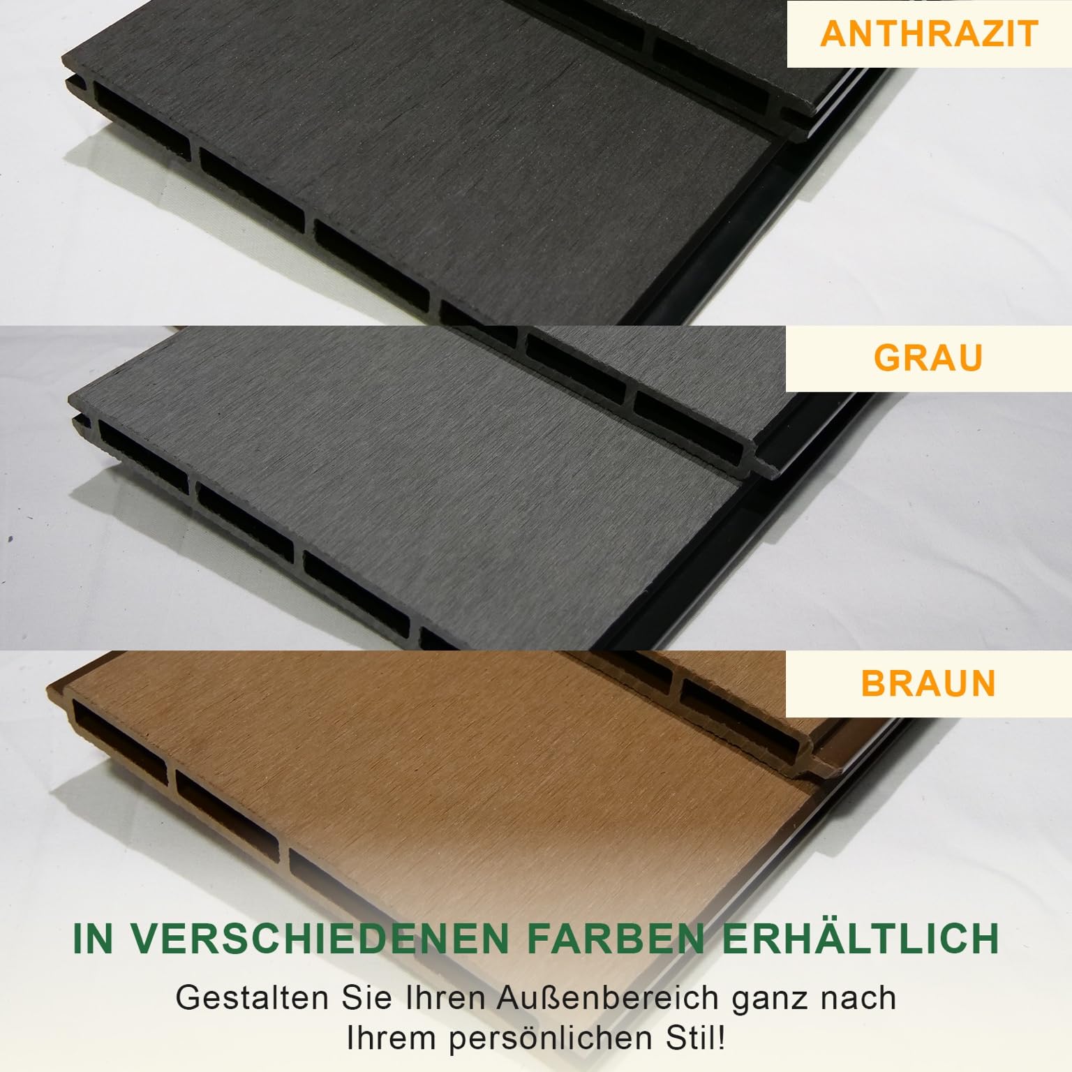 WoodoZaun - WPC Sichtschutzzaun - Grau - 185 cm x 180 cm - Gartenzaun Komplettset - inkl. Pfosten Anthrazit - 1x Zaun & 2x Pfosten