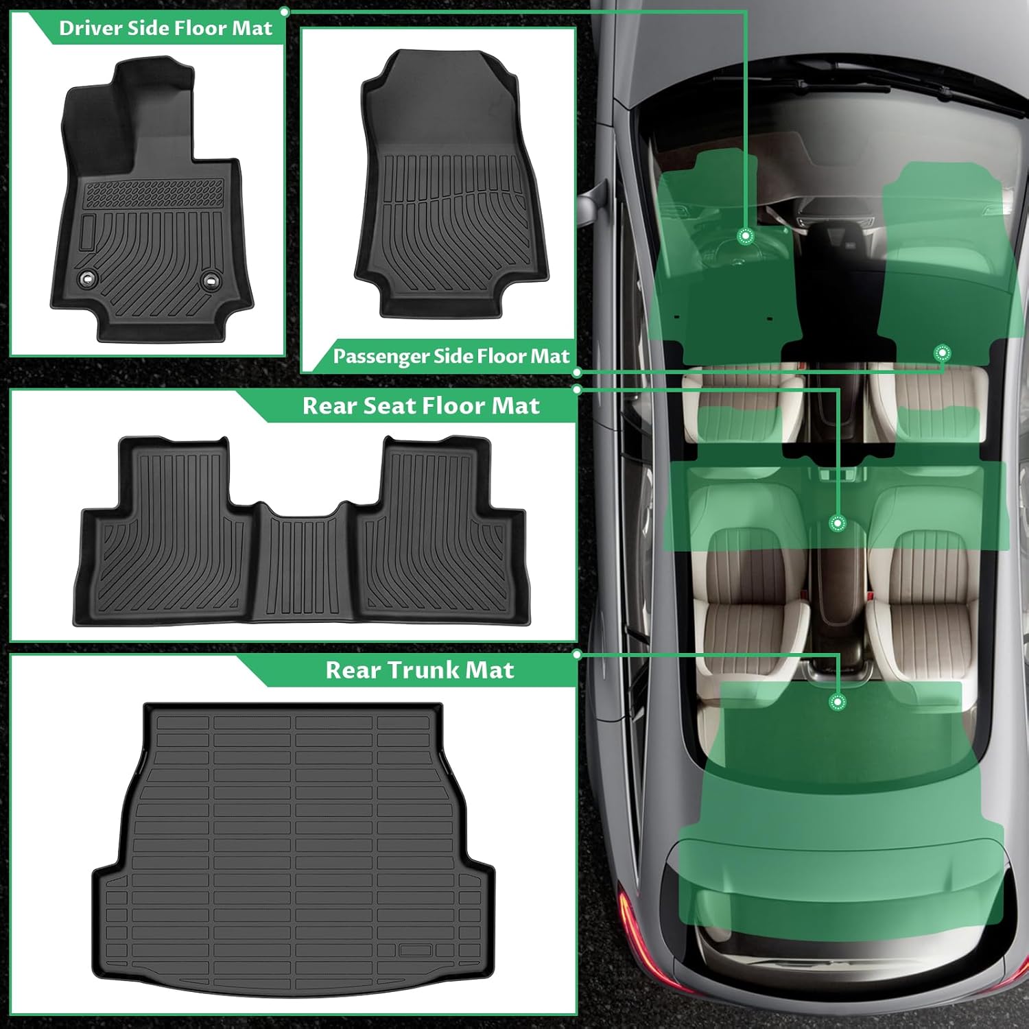 Floor Mats & Cargo Liner for Toyota RAV4 2019-2025, LE,XLE/Premium,Limited,Hybrid LE/XLE/XLE Premium/Woodland Edition/XSE/Limited Floor Mats, Custom Fit TPE Waterproof Duty 2025 RAV4 Accessories