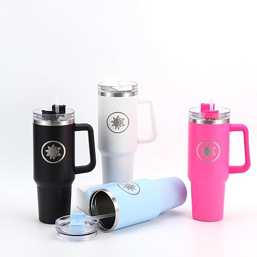 Miniatura 3 de Botella térmica de acero inoxidable con asa, 40 onzas, color rosa, diseño sofisticado, sostenibilidad y durabilidad para deportes, gimnasio y viajes.