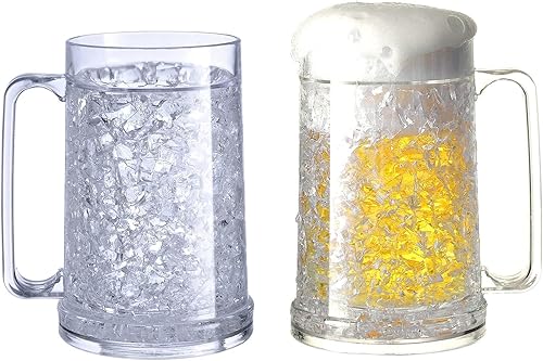 Miniatura 3 de Juego de 2 tazas de hielo de gel de doble pared para congelador, transparentes, 16 onzas, color blanco