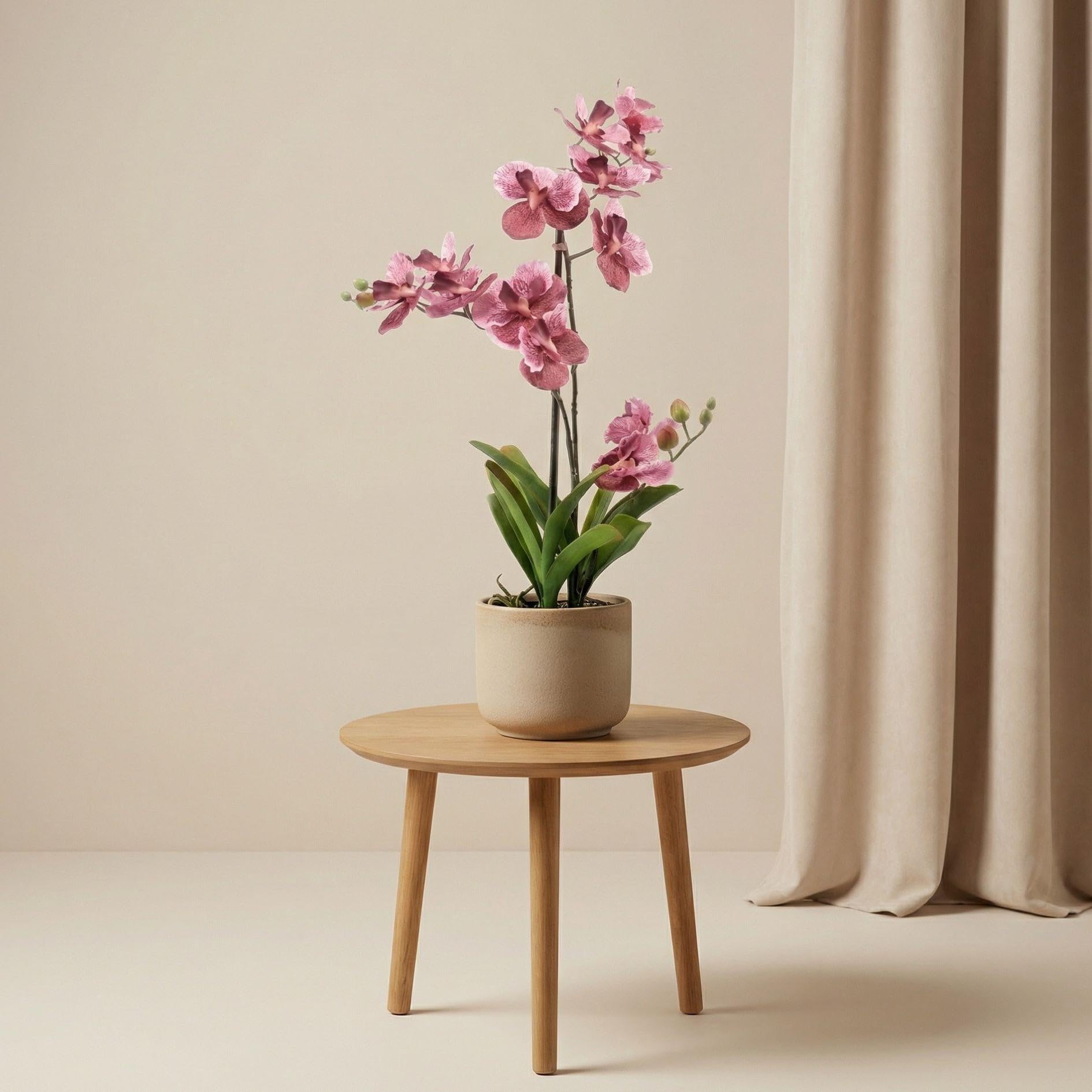 Orchidea Vanda sztuczna roślina – ok. 60 cm – brudny róż – sztuczna orchidea w doniczce – bez pielęgnacji roślina dekoracyjna do salonu, biura i recepcji