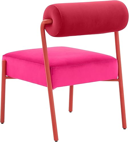 Miniatura 6 de Tov Furniture Jolene - Juego de 2 sillas de comedor de terciopelo rosa intenso