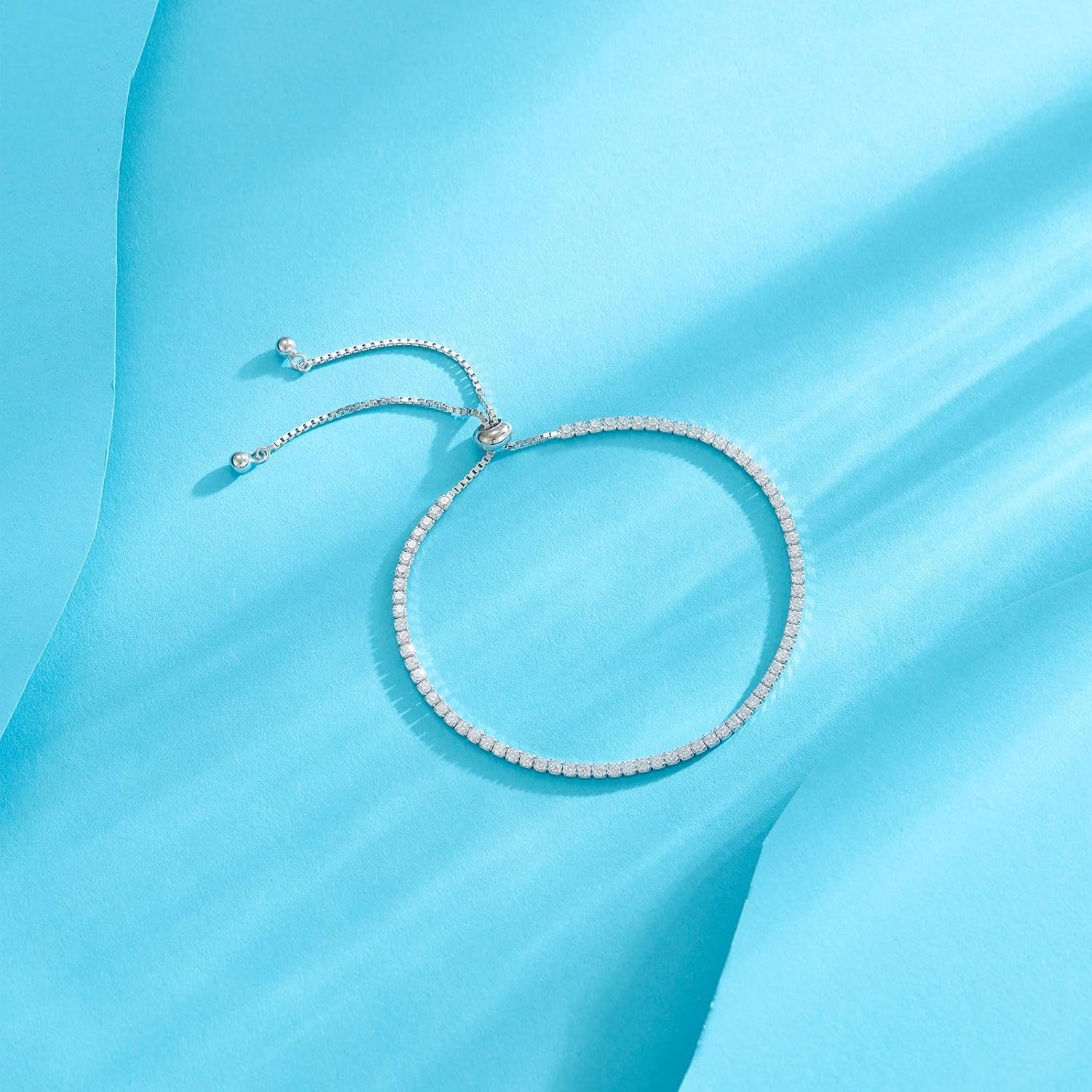 14K Gold Plated Tennis Bracelets for Women, 2mm Cubic Zirconia Classic Diamond Tennis Bracelets for Women, Jewelry Gift for Women Mom Her, Adjustable Slider, 9.4 Inch - Image 2