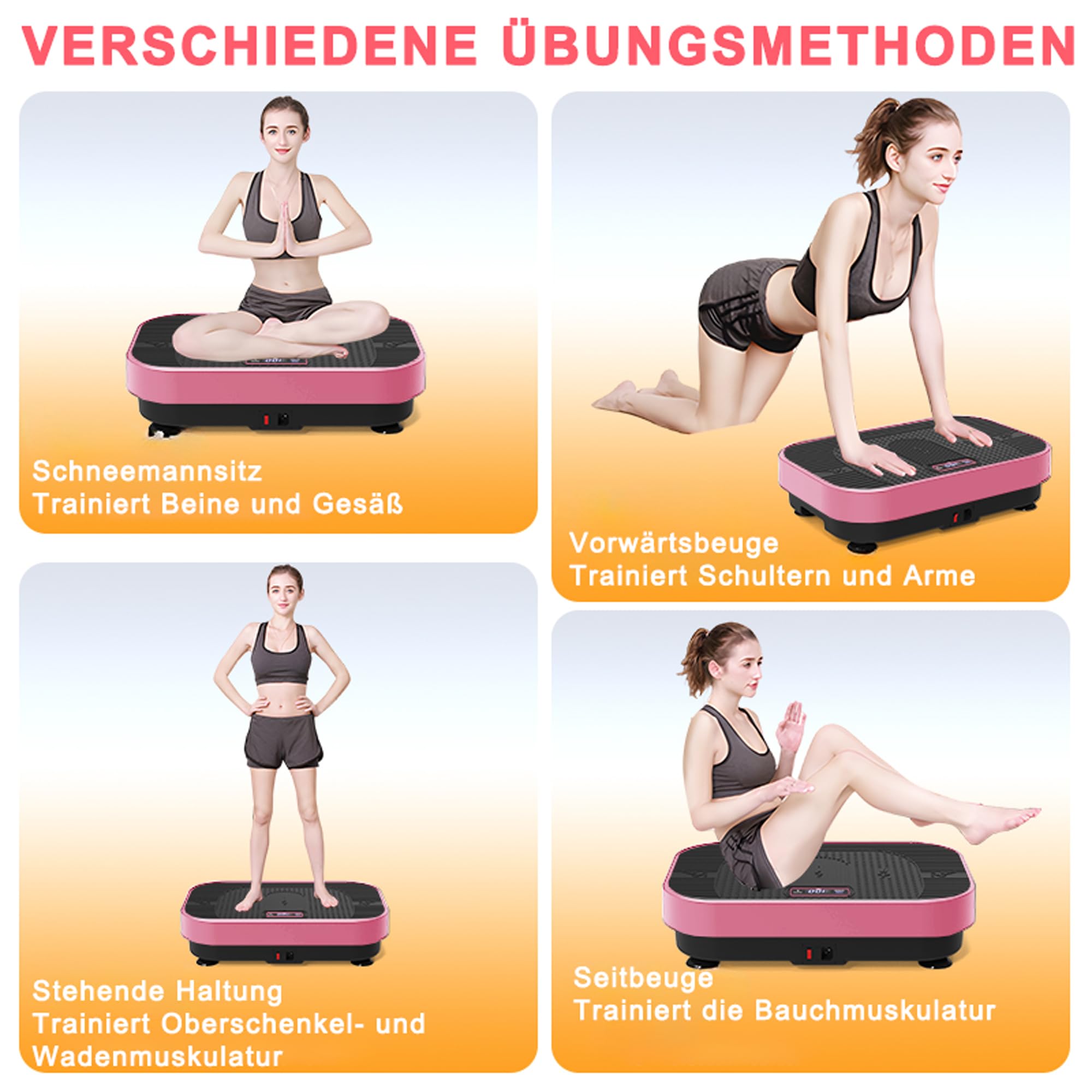 Vibrationsplatte mit BT-Musik Funktion, 1-199 Geschwindigkeitsstufen & 5 Trainingsprogramme, Schüttelplattform für Ganzkörpertraining & Muskelaufbau, Ideal für Heim-Fitnessstudio