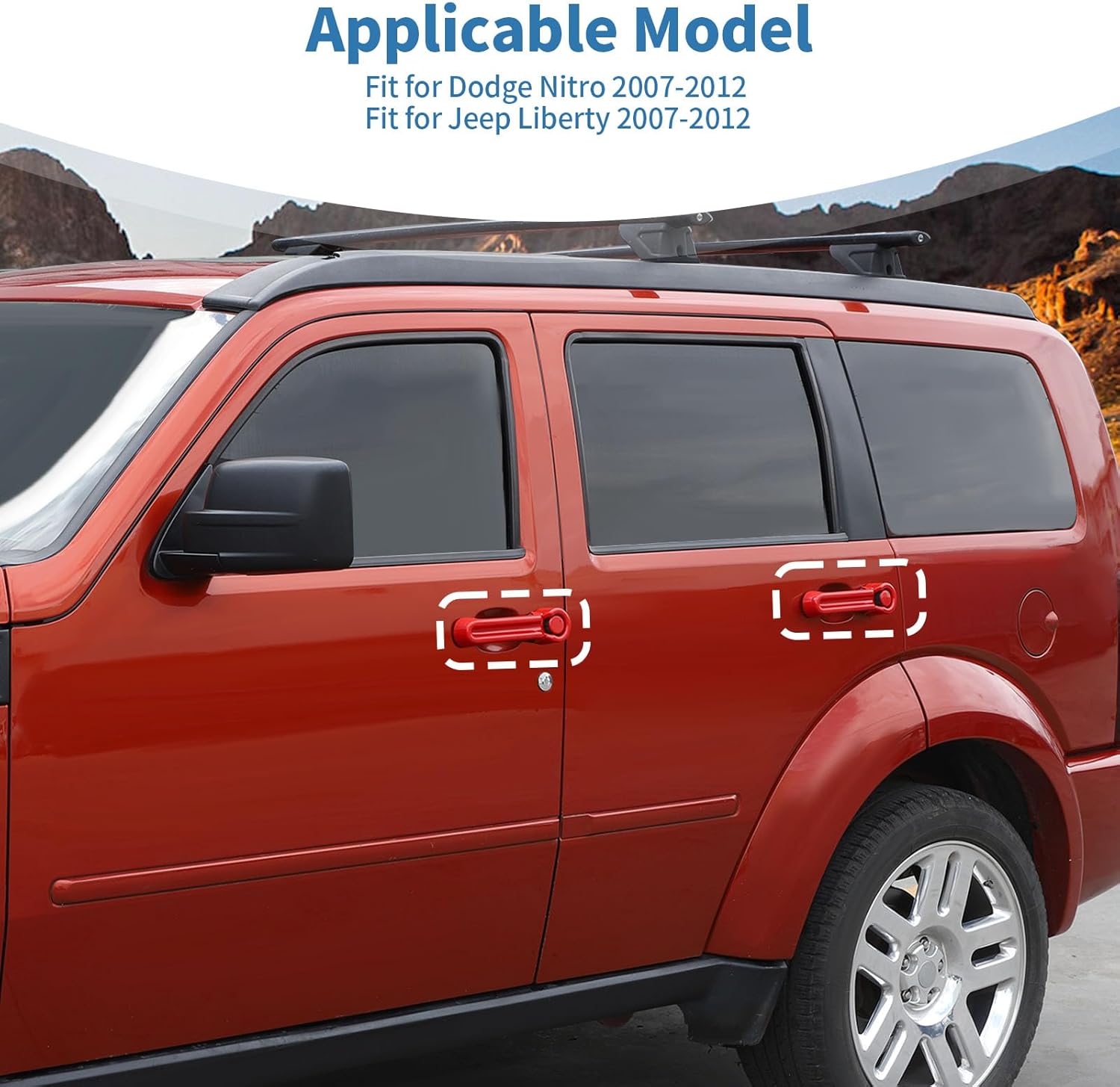 for Nitro Door Handle Cover Trim for Dodge Nitro 2007-2012 for Jeep Liberty 2007-2012 Red Exterior Accessories 4pcs