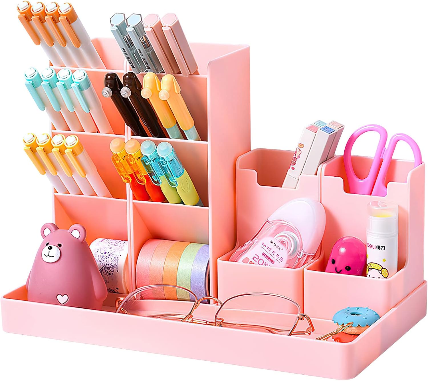 Lweiiws Pink Pen Holder Desk Organizer, MultiFunctional Desk