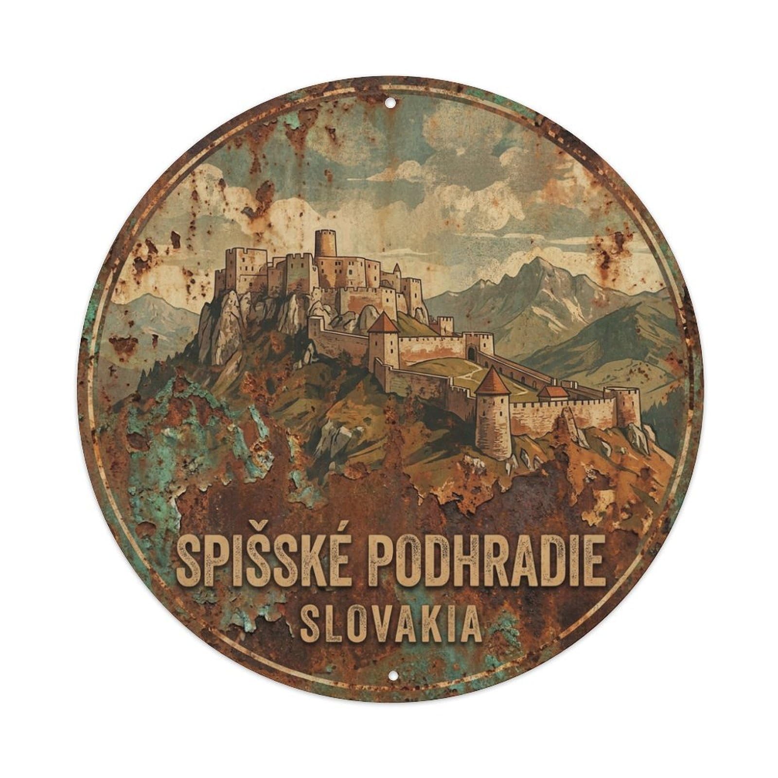 Xanthor Style Slovakia Retro Travel Spisske Podhradie Metal Tin Sign