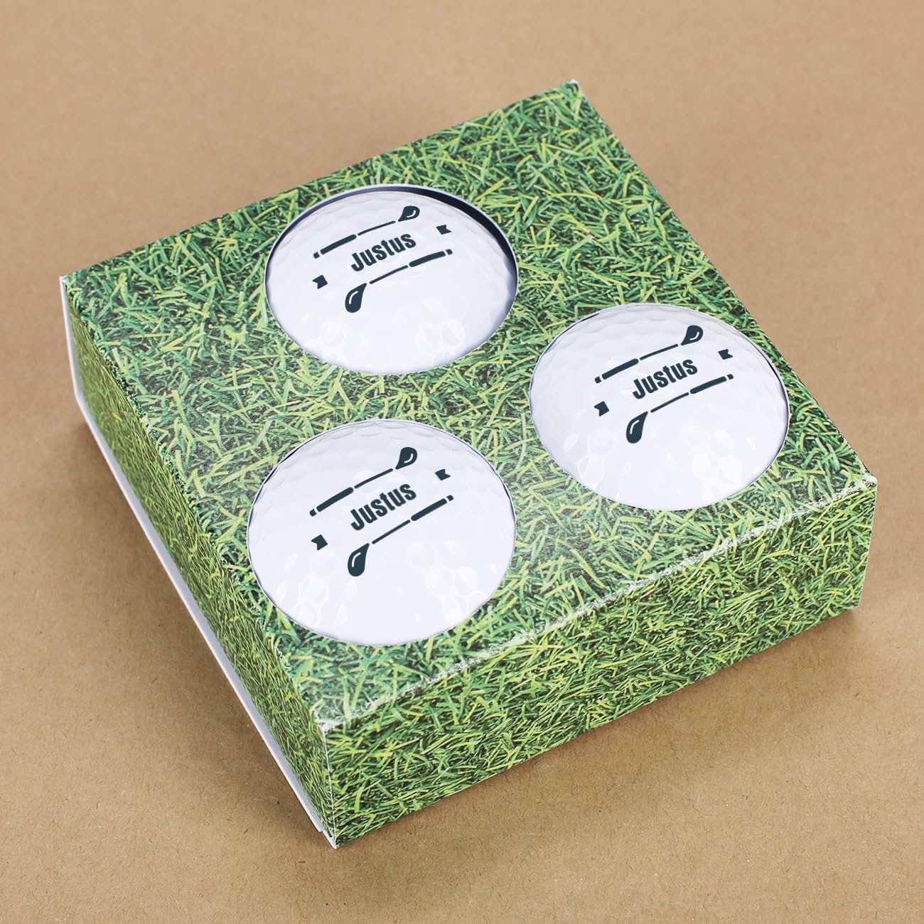 Herz & Heim® Golfball mit Namen personalisert / 3er Pack/Golf-Geschenk Schläger