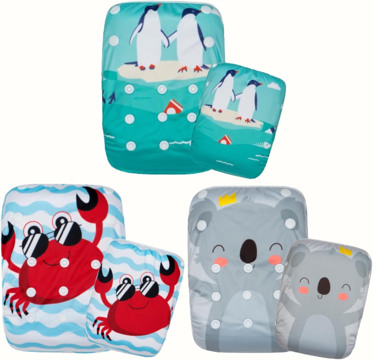 KaWaii Baby Swim Cloth Diapers, Washable Reusable One Size Adjustable to Fits 10-40 lbs Boy & Girl Baby Shower Gifts Swimming Lessons 3-Pack #4