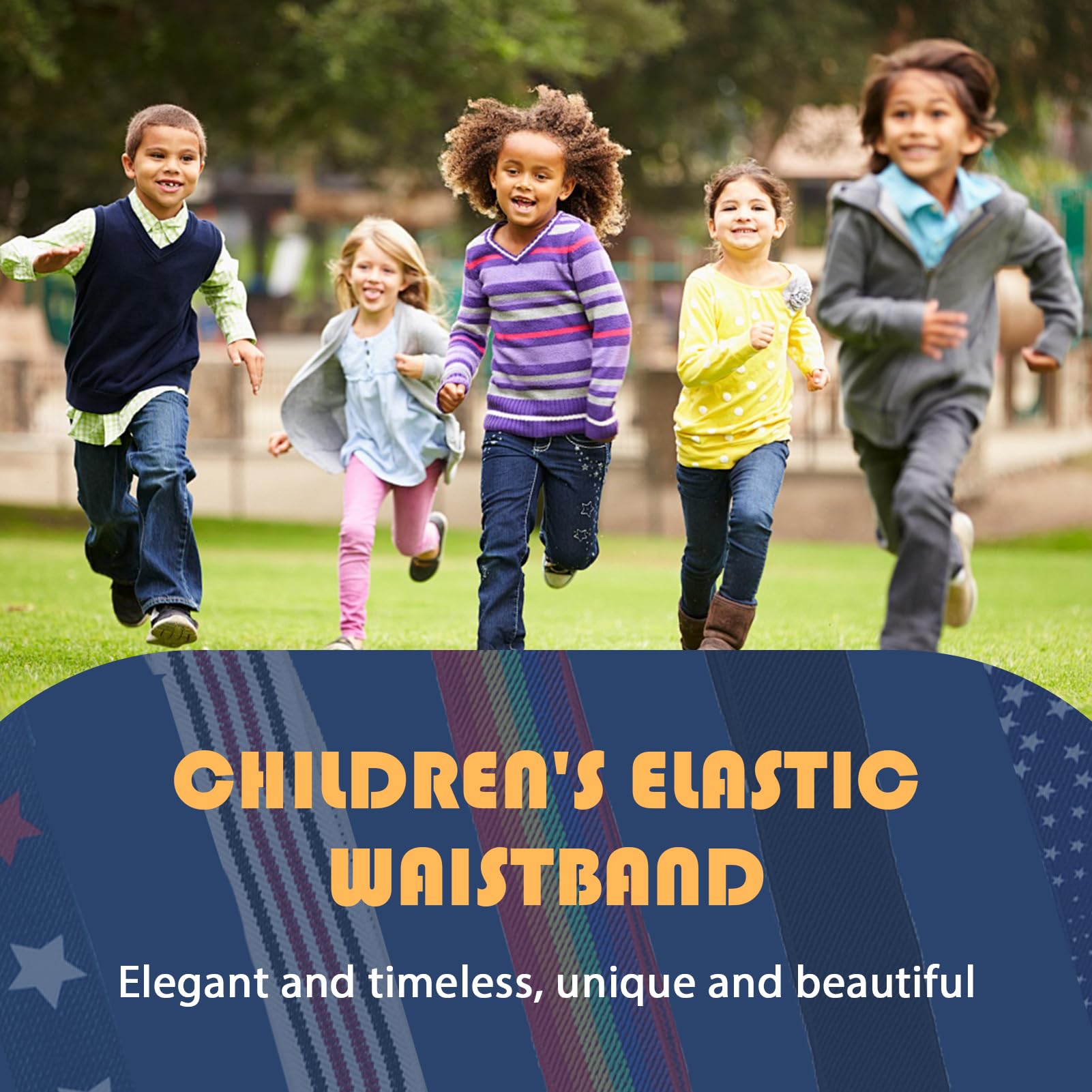 Cinturón elástico para niños ajustable 35-48 cm 5 piezas sin hebilla