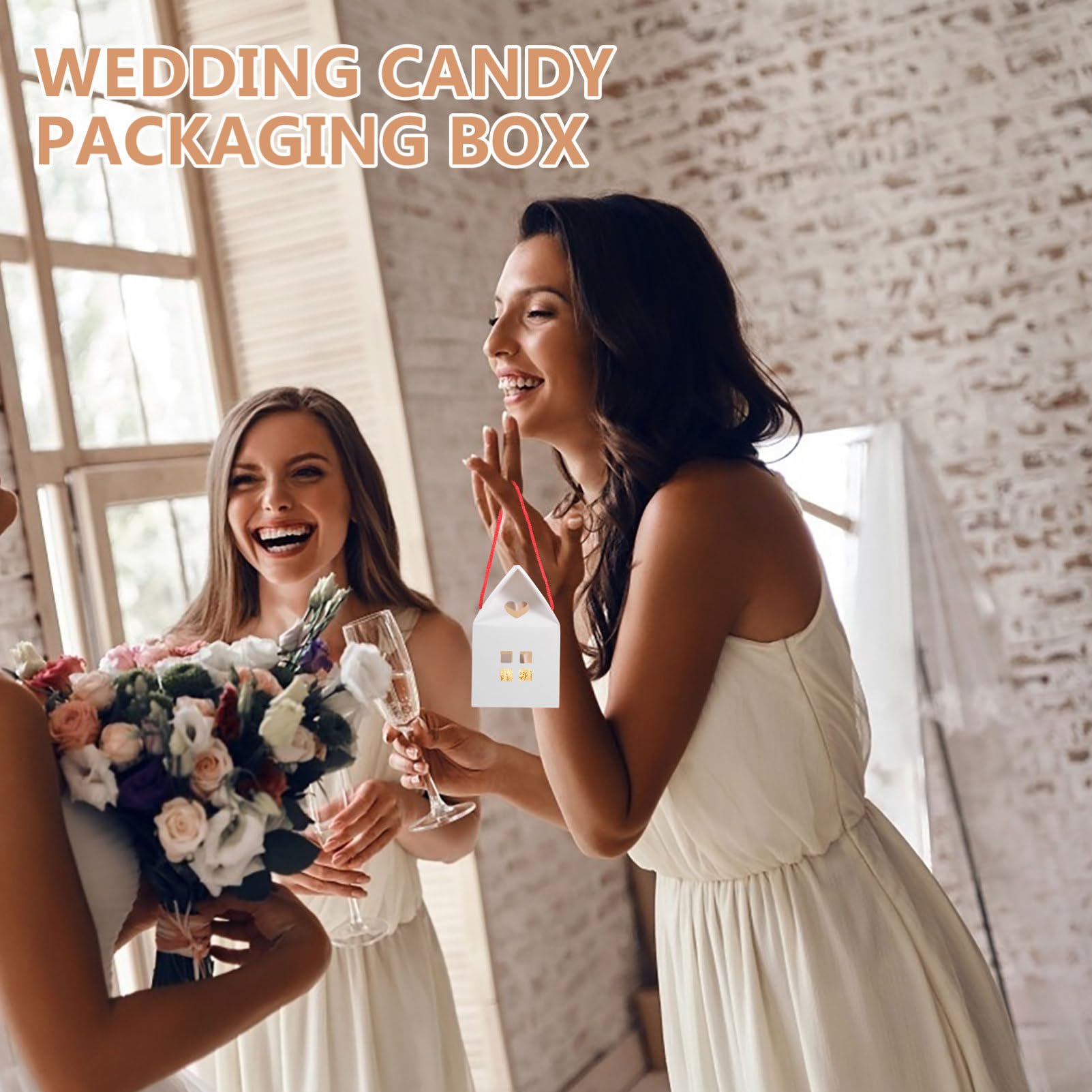 Hausförmige Gastgeschenkboxen 50 Stück aus Papier Weiß für Hochzeit | Kleine Schachteln für Süßigkeiten, Verpackung für Feier und Fest, Geeignet zum Aufbewahren Kleiner Dinge