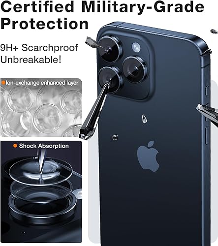 Miniatura 3 de TORRAS Protector de lente de cámara 9H+ de máxima durabilidad para iPhone 15 Pro Max15 Pro ajuste invisible 11 y ultra claridad Protector de cámara