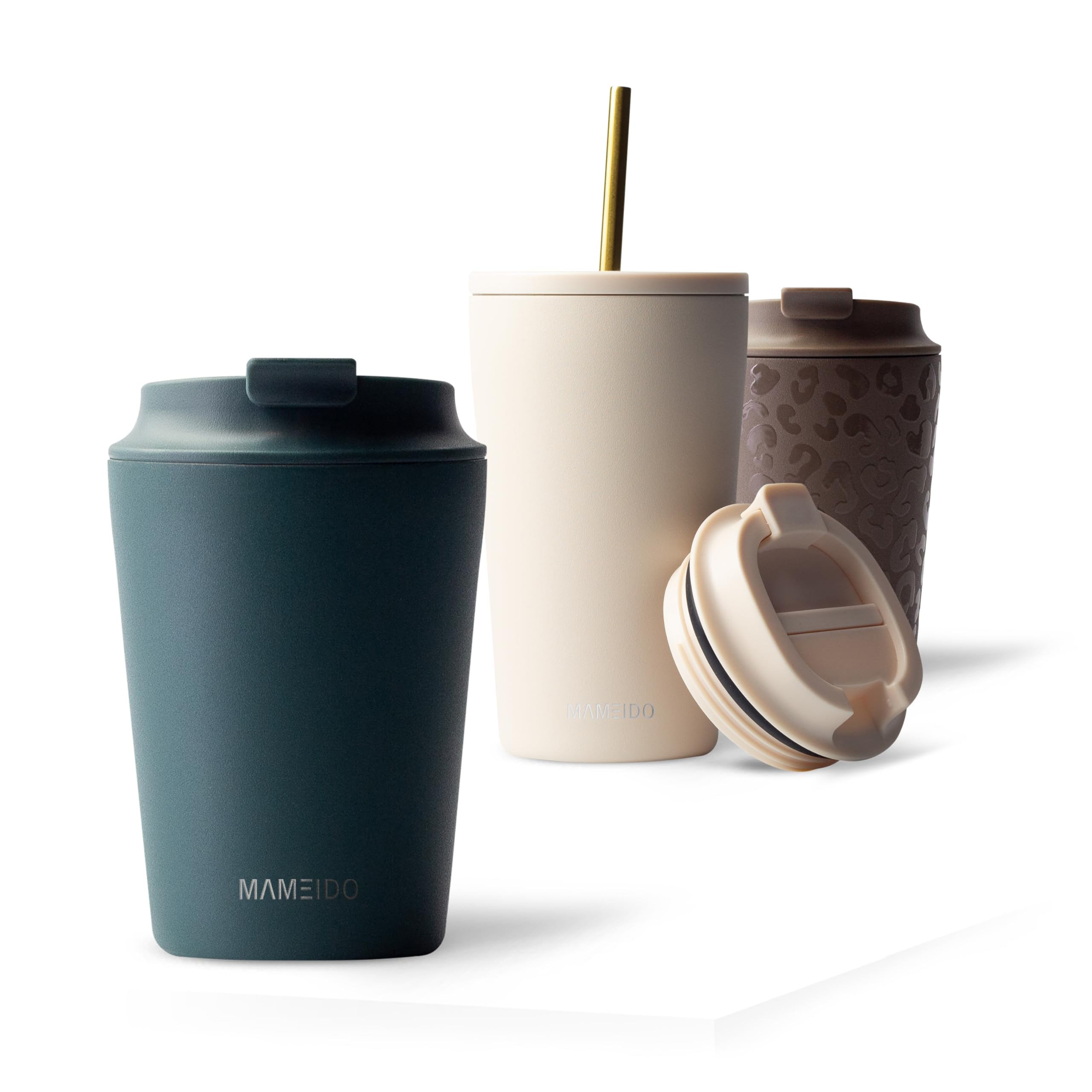 MAMEIDO Insulated Coffee Cup, Travel Mug 350 ml, Leakproof Coffee Flask BPA-Free, Tumbler for Hot & Cold Drinks (Ocean Bloom)