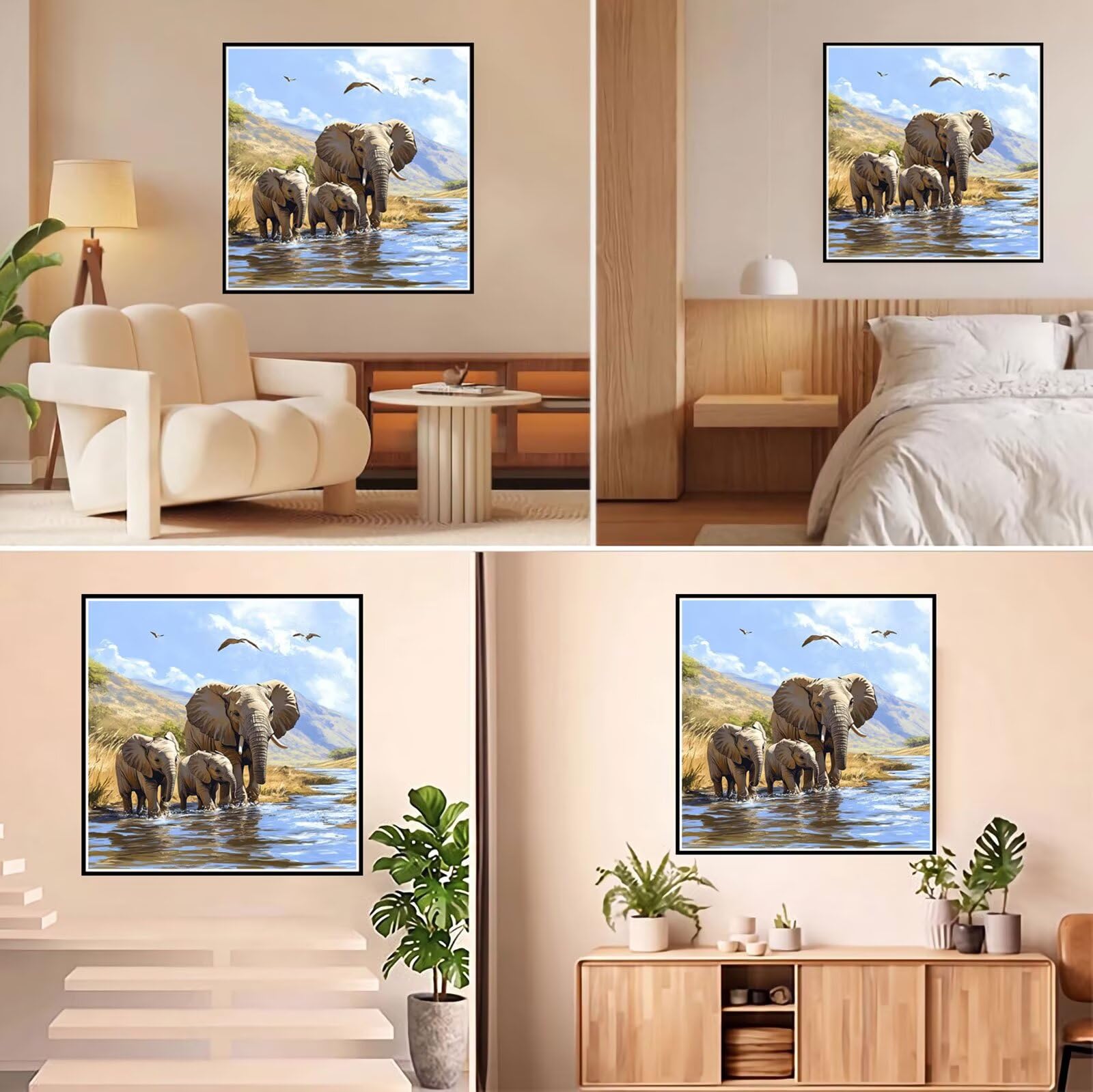 Diamond Painting Adulti, Elefante Diamond Painting Kit Completo, 5D Pittura Diamante Bambini Attività Manuale Creativa e Regalo, Diamantini Crystal Art Tela Fai Da Te Kit 100x100cm Paesaggio FX#92