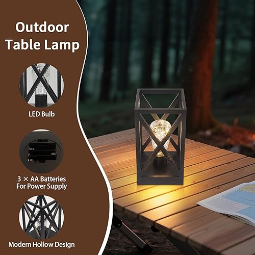 Miniatura 4 de Lámpara de mesa inalámbrica, paquete de 2 lámparas de mesa a pilas, linterna de luz nocturna portátil para decoración de picnic al aire libre,
