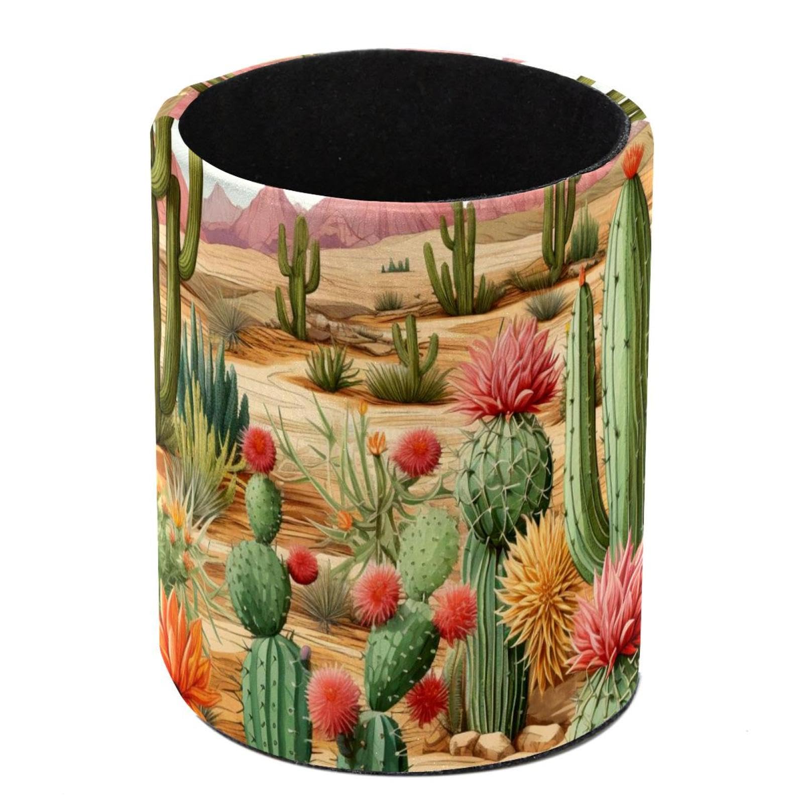 FWJZDSP Pencil Pen Holder Cup, Desk Accessories Holder, Makeup Brush Storage Organizer, Beautiful Desert Cactus Desktop Stationery Organizer for Office School Home Supplies