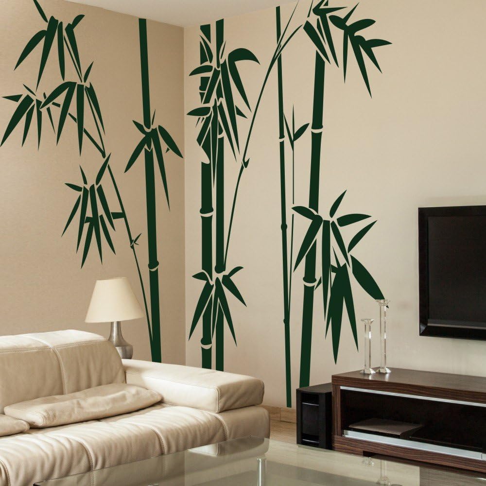 Bamboo wall vinyl wall quote wall tree decal wallkraft Grpahic burrda 1 sheet decoration (bamboos: dark green;Bamboo leaves: dark green)