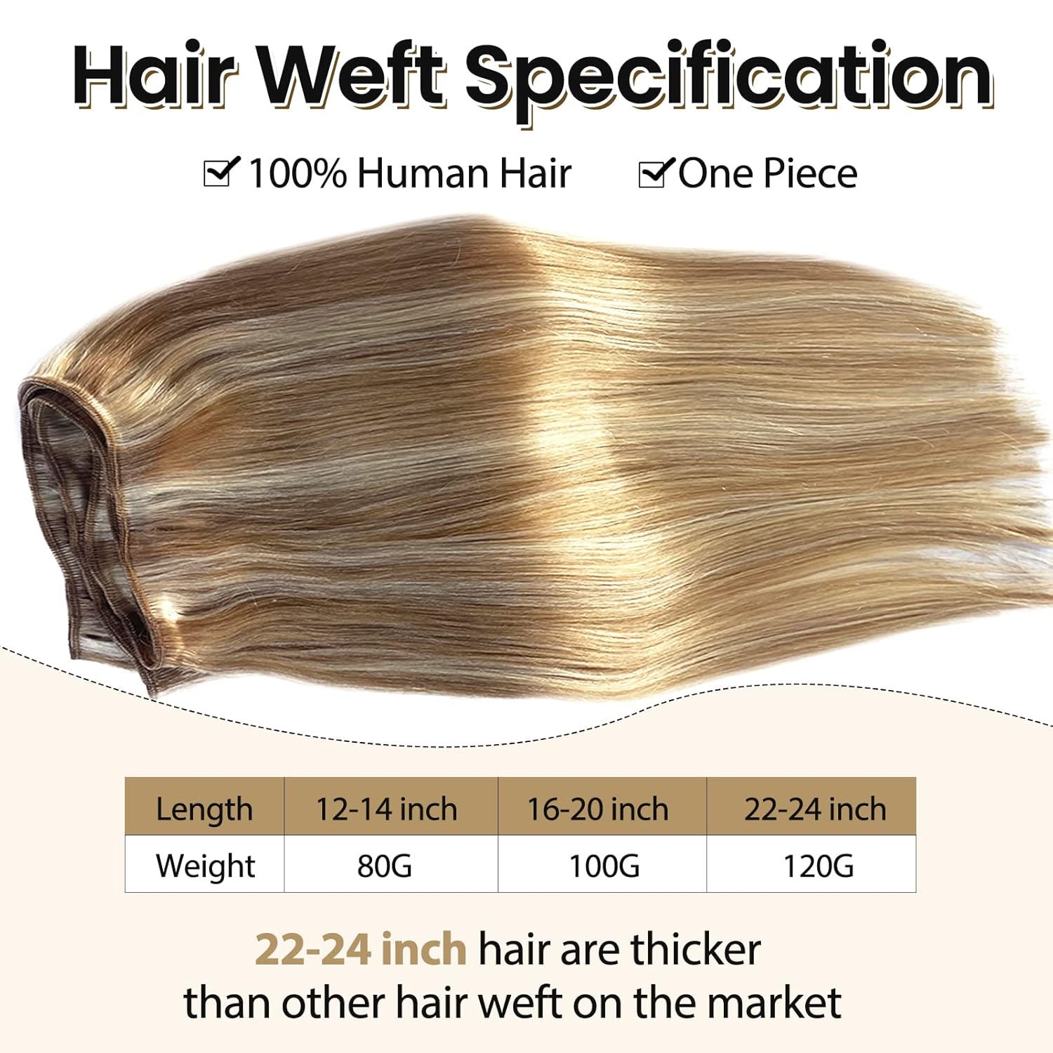 Sew in Hair Extensions Real Human Hair Hand Tied Weft Hair Extensions Human Hair 24 Inch 120 Gram Balayage Caramel Blonde to Bleach Blonde Sew in Wefts Hair Extensions Human Hair Bundles Double Weft
