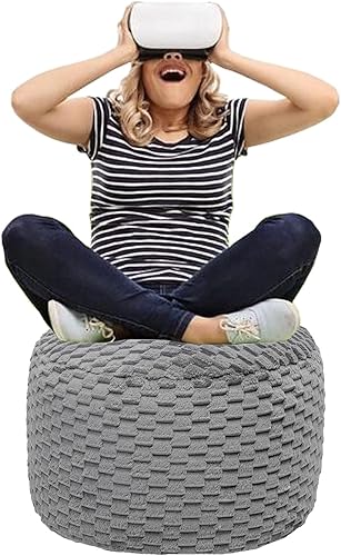 Miniatura 41 de Asuprui Puf otomano de relleno, puf de suelo, reposapiés redondo de 20 x 12 pulgadas, puf de piso, silla plegable de almacenamiento para sala de Puf