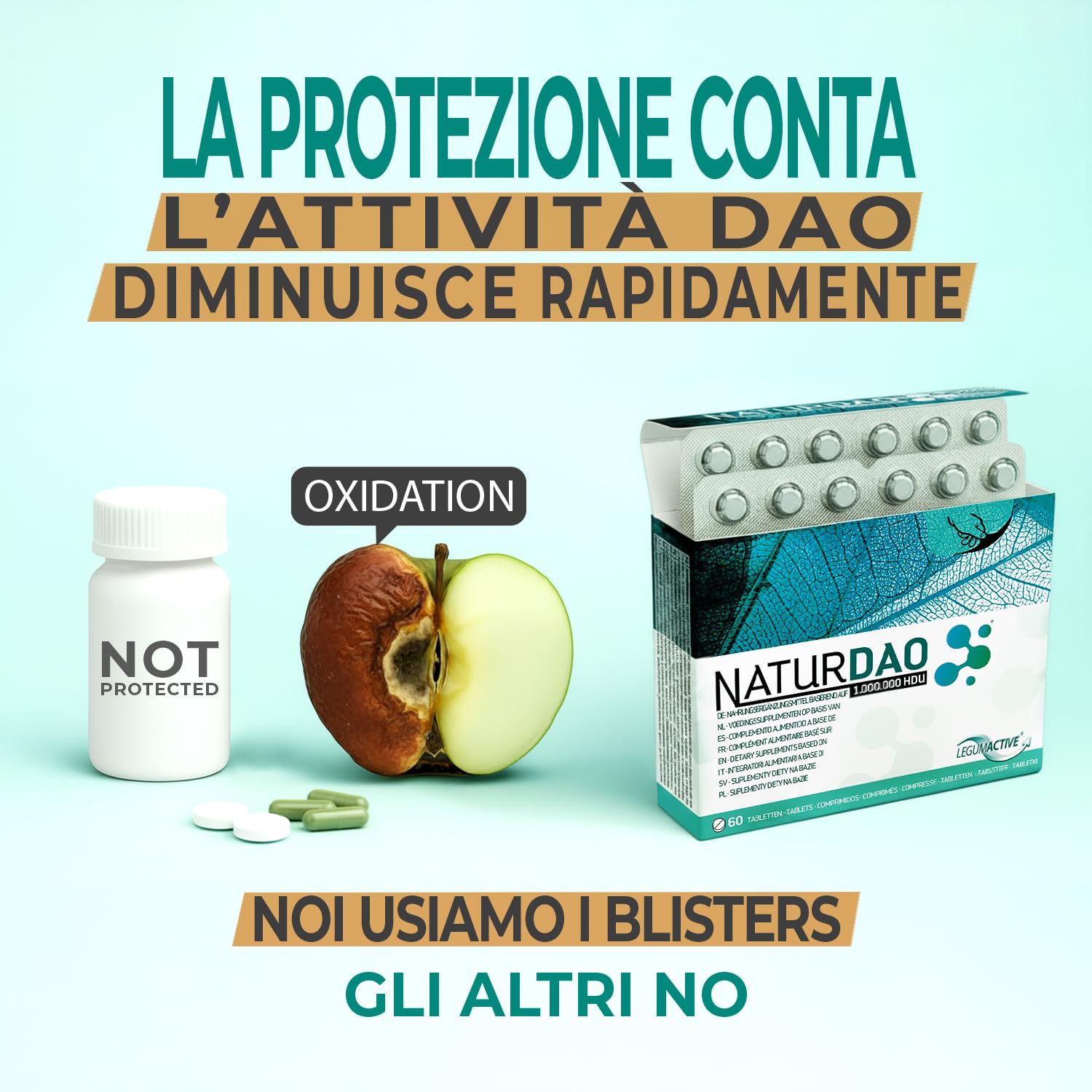Enzima DAO 3.000.000 HDU al giorno - dosaggio perfetto con 1.000.000 HDU per compressa (1-3 compresse/giorno) - 100% DAO vegano - 60 compresse