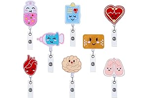 8 Pieces Felt Badge Reel Nurse Badge Holder with Heart Brain Lung