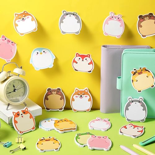 Miniatura 7 de Seajan 48 piezas de notas adhesivas de animales de dibujos animados, 1440 hojas, blocs de notas autoadhesivas, coloridas notas de animales kawaii,