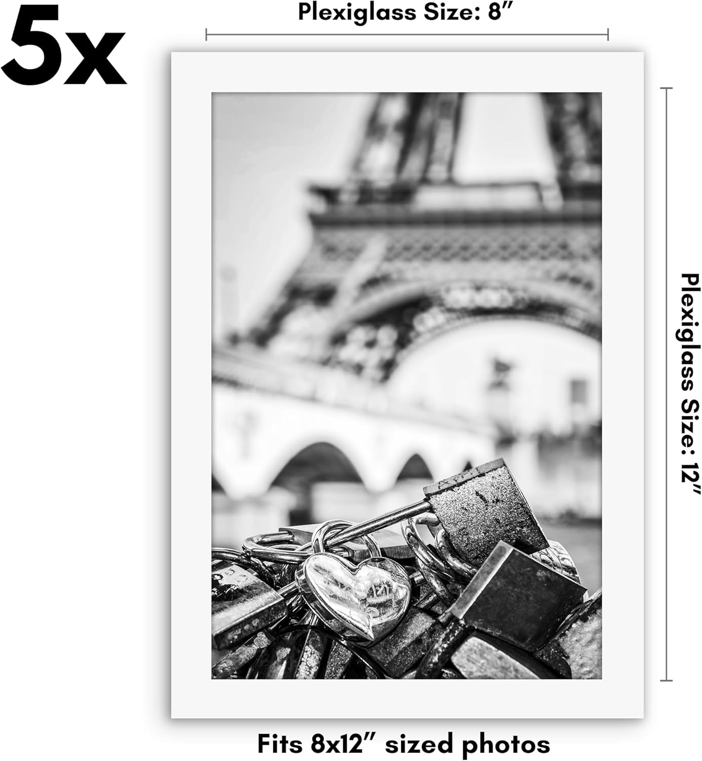 Americanflat 16x20 Picture Frame with Polished Plexiglass - Set of 5 - Galleria Collection - Picture Frames for Wall Display - Black