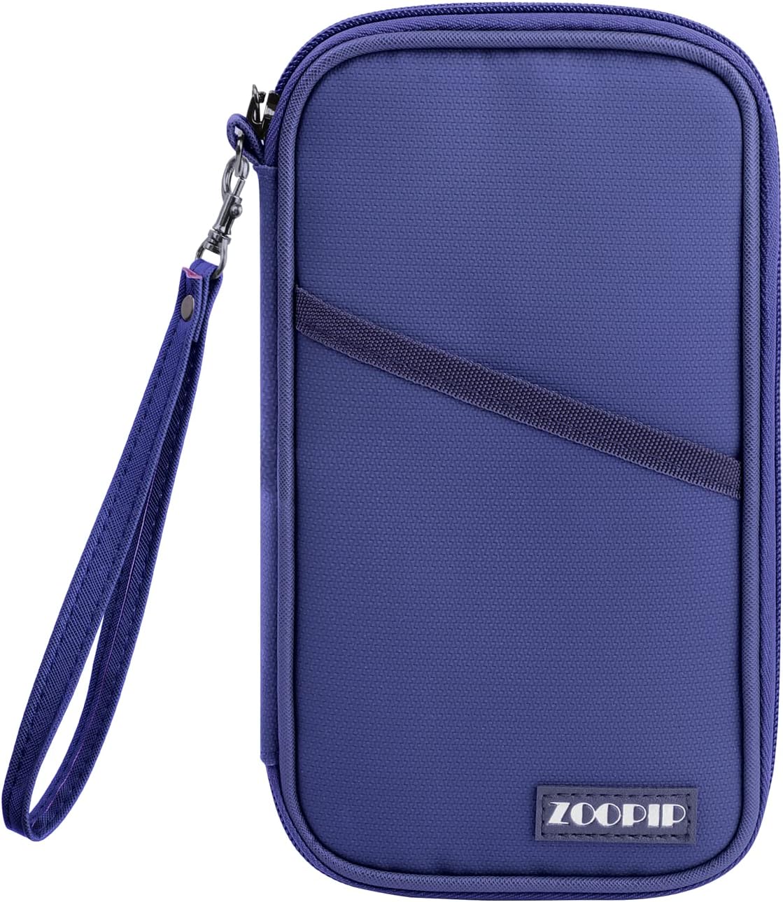 ZOOPIP FRID Blocking Travel Passport Holder, Fireproof Family Passport Wallet with Zipper, Dustproof Travel Document Organizer, Passport Organizer for Family of 4 (NavyBlue, 9.1''x5.3''x0.8'')