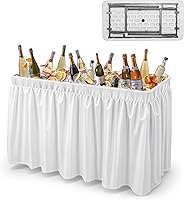 Vista 13 de VINGLI Mesa enfriadora portátil con estante de almacenamiento adicional, acero aleado, negro, modelo picetable