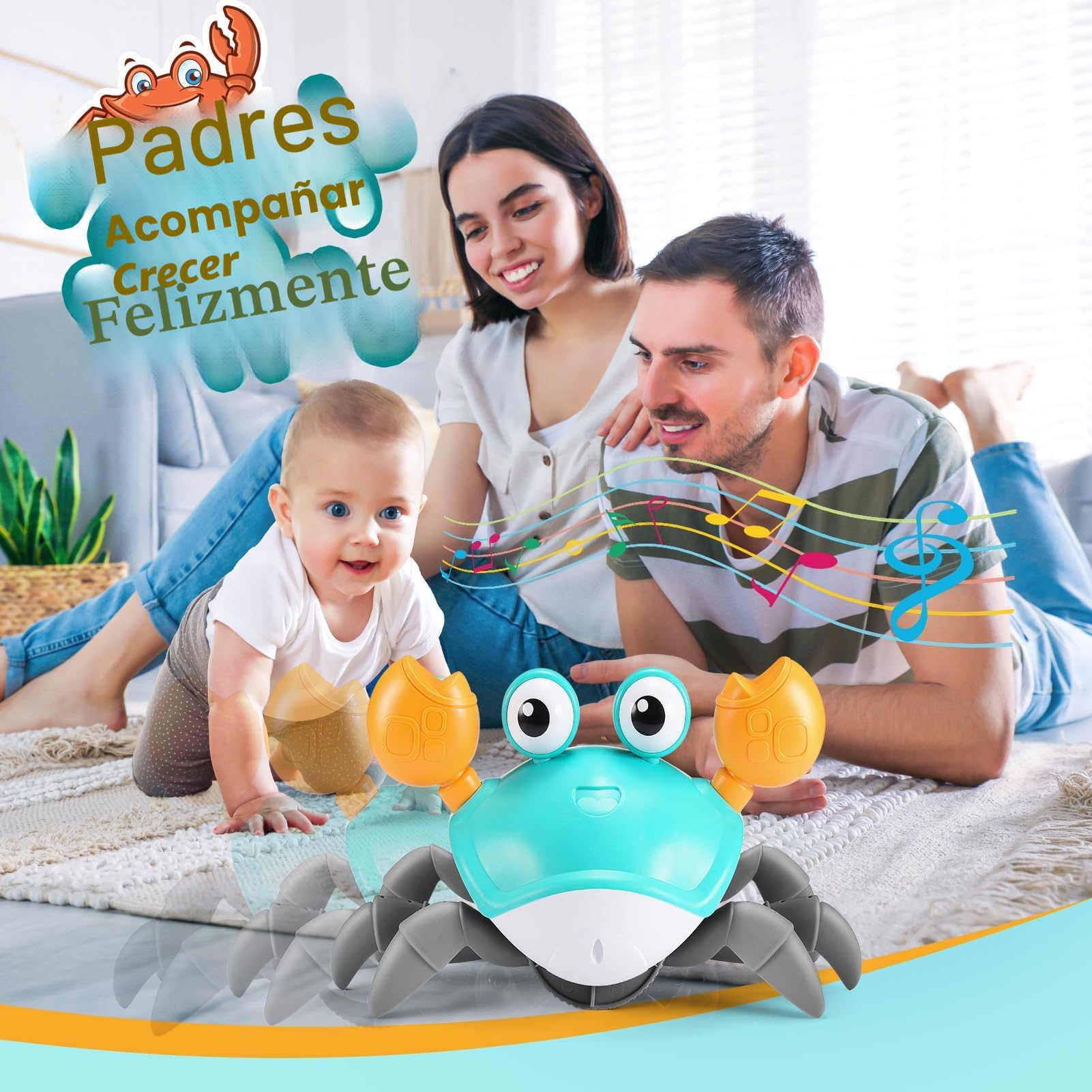 Cangrejo Juguete Bebe, Tummy Time 3-12 Meses Ideas Regalos Originales Cumpleaños Juguetes para Bebes