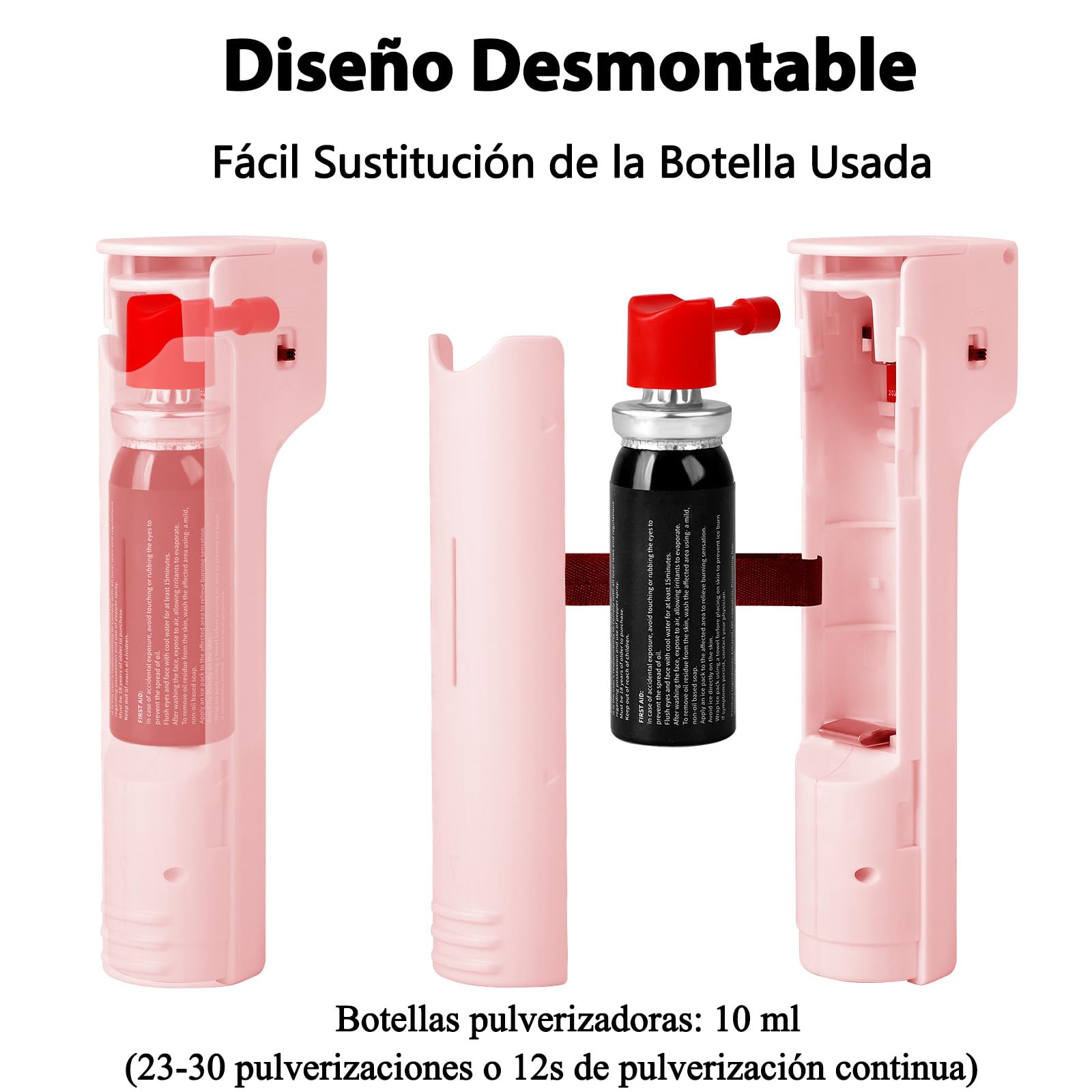 3-in-1 Alarme Personnelle et Spray Gel pour Femmes, Marquage UV Invisible et Colorant Rouges, Sirène 140dB, 3 Stroboscopiques Rouges, Anti-Vent 3-4M, Recharge Cartouche, Rechargeable