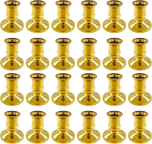 Miniatura 6 de 24 portavelas cónicos dorados, portavelas de plástico, portavelas decorativo para Halloween, Navidad, boda, aniversario, cena, fiesta, centro de mesa