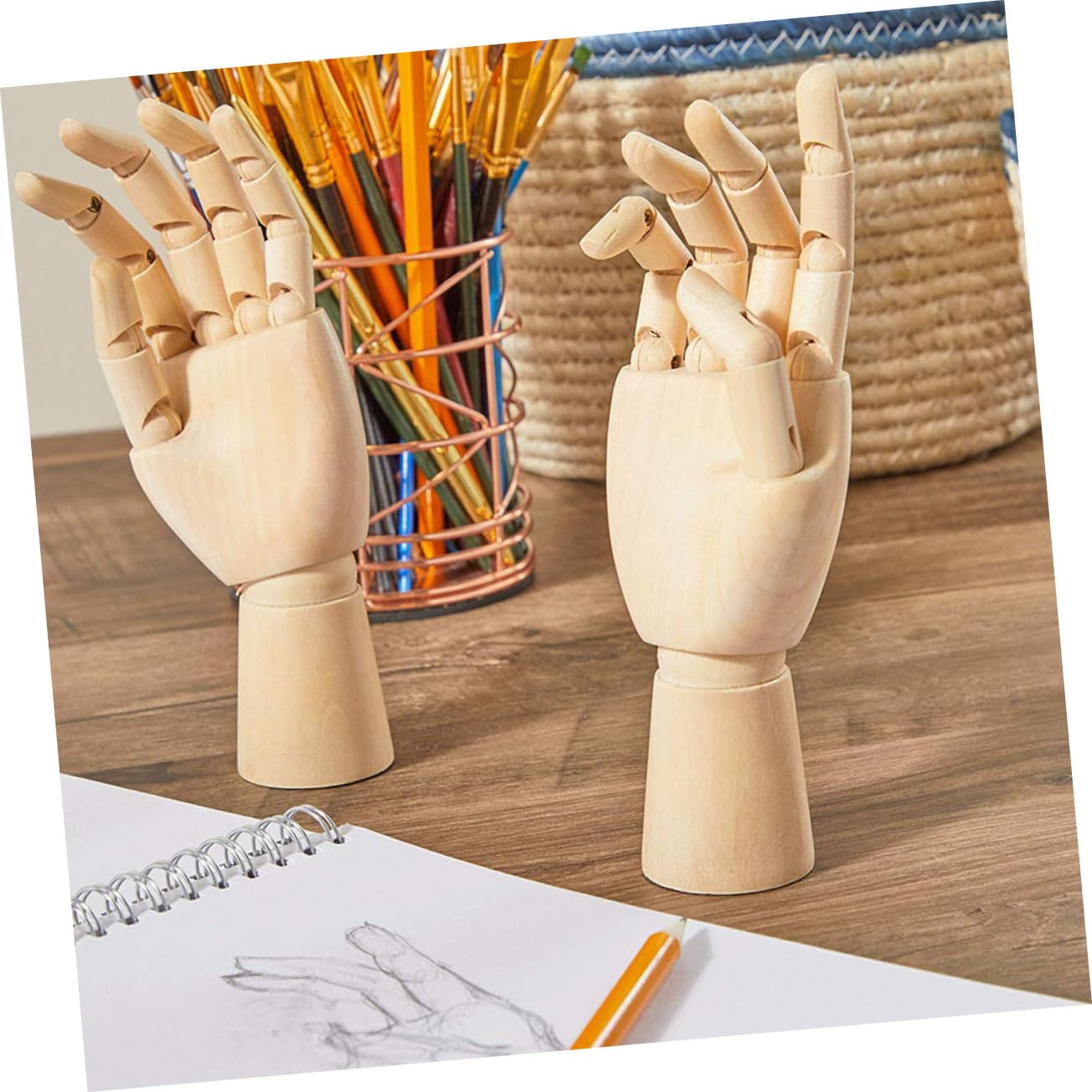 Modèles de Mains Articulées en Bois, 2 Pièces, Décoration de Bureau