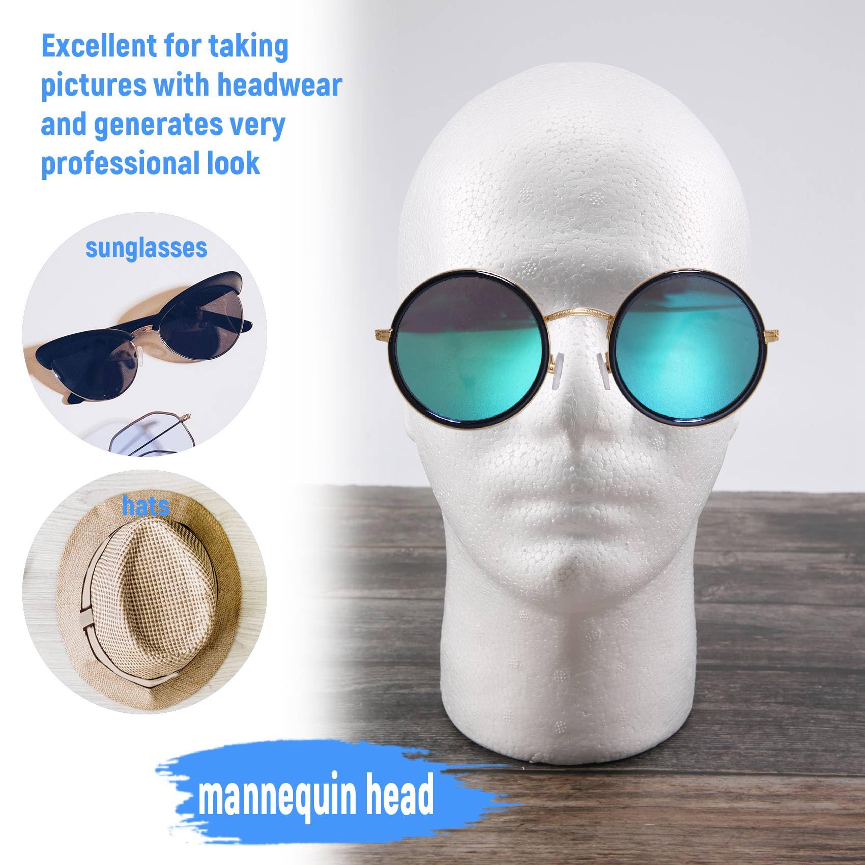 ZDSFSD Male Wig Display cosmetology Mannequin Stand Model Foam White, Height: 29cm, Waist: 54cm - Image 2