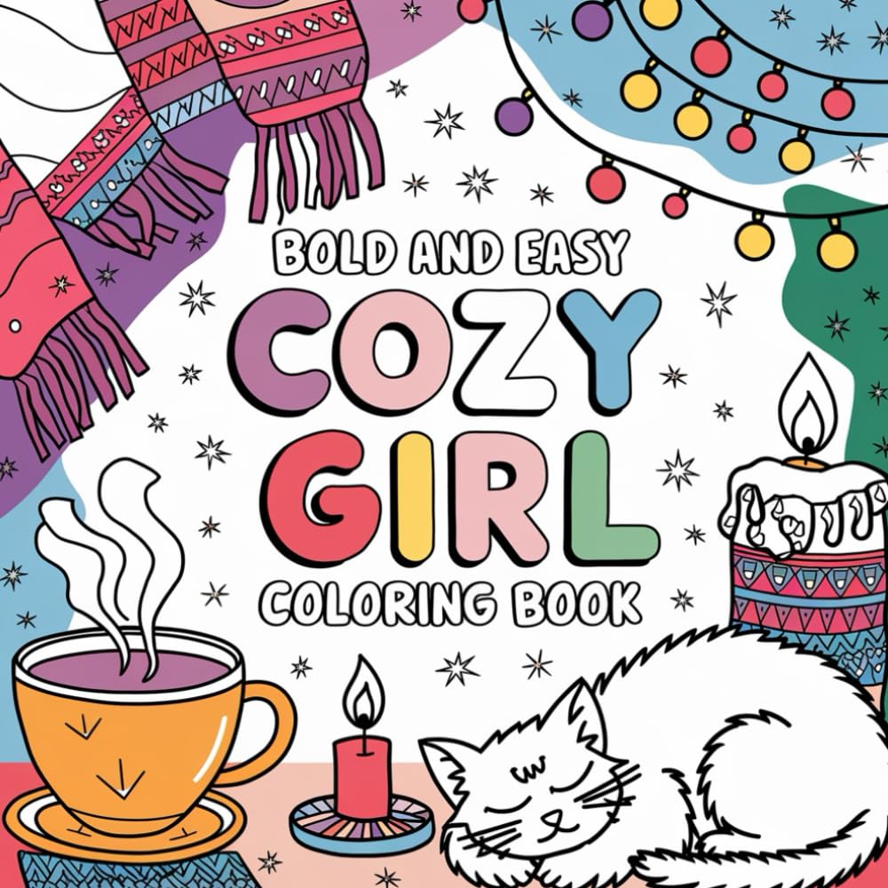 Cozy Girl Coloring Book: Relaxing Hygge-Inspired Designs with Simple, Bold, and Cute Illustrations for Adults and Teens