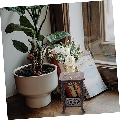 Miniatura 3 de DOITOOL Base de maceta con base de wengué, soporte de madera para plantas, estante para plantas, taburete de madera para interiores, soporte para