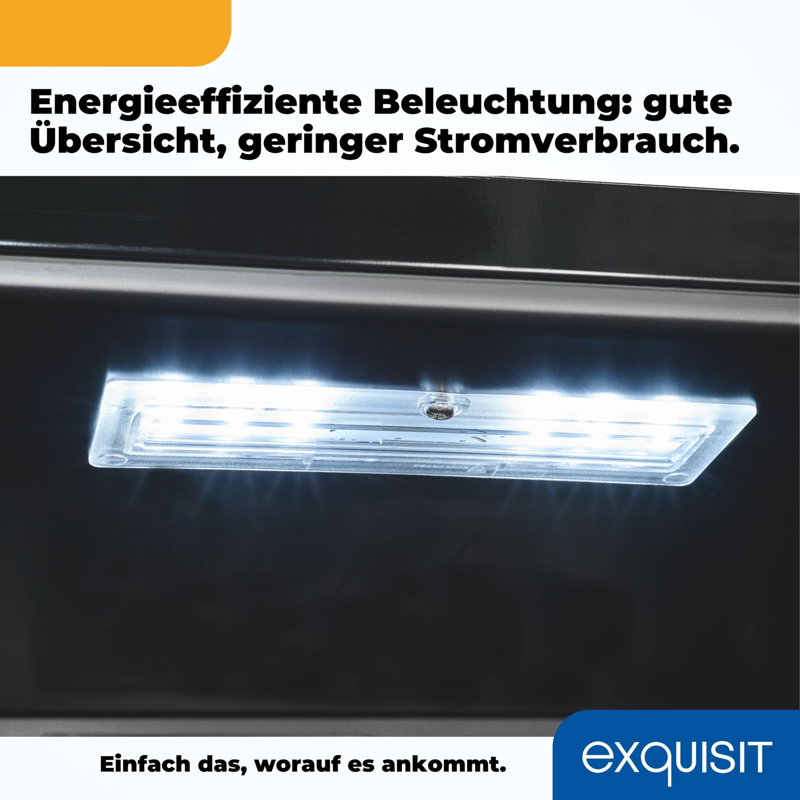 Exquisit GKS120-GT-160C Glastürkühlschrank 118L Flaschenkühlschrank Schwarz LED Umluft 3 Ablagen Schloss Kompakt Gastro-Kühlschrank