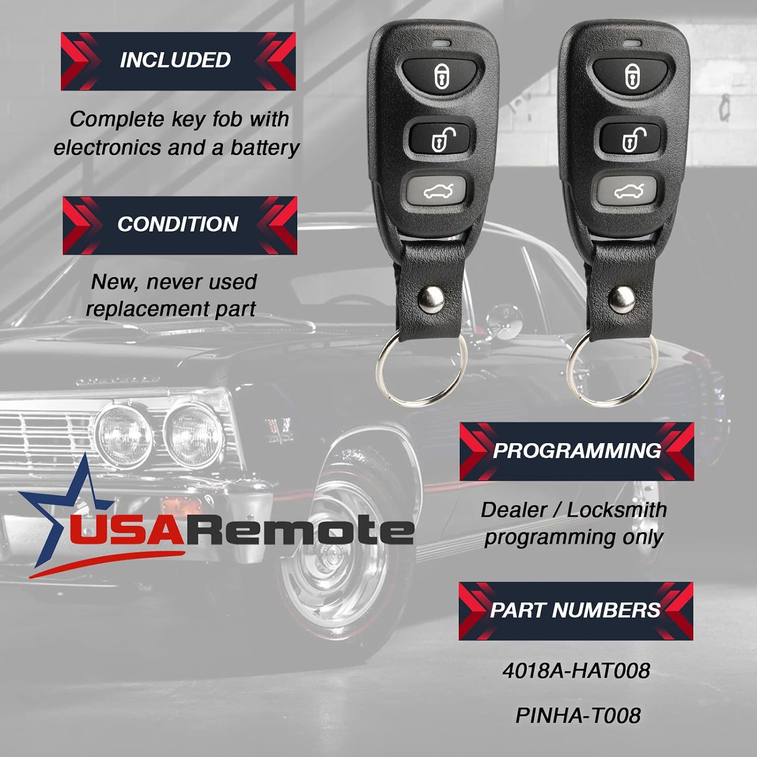 Key Fob Keyless Entry Remote fits 2010-2014 Kia Forte (PINHA-T008), Set of 2